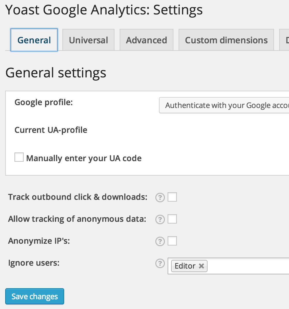 yoast google analytics code